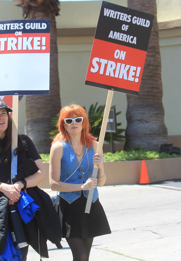 See All the Celebrities Who Have Joined the Writers Strike Picket Line: Rob  Lowe, Natasha Lyonne, Michael Rapaport, and More